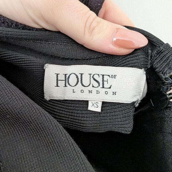 House of CB black bandage Bodycon Fabrizia strapless mermaid trumpet midi dress - Picture 3 of 6